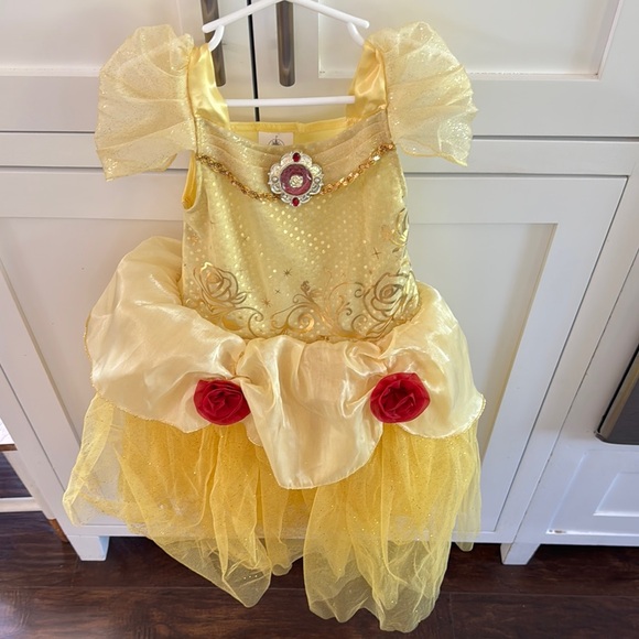 strapless open back dress Disney Princess Toddler Girl Belle Print Floral Dress Yellow, Yellow / 3 Years main image 0